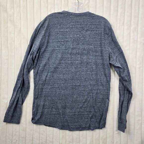 Marine Layer Men's Re-Spun Henley Long Sleeve Shirt Size Large Blue Slub - Picture 6 of 9